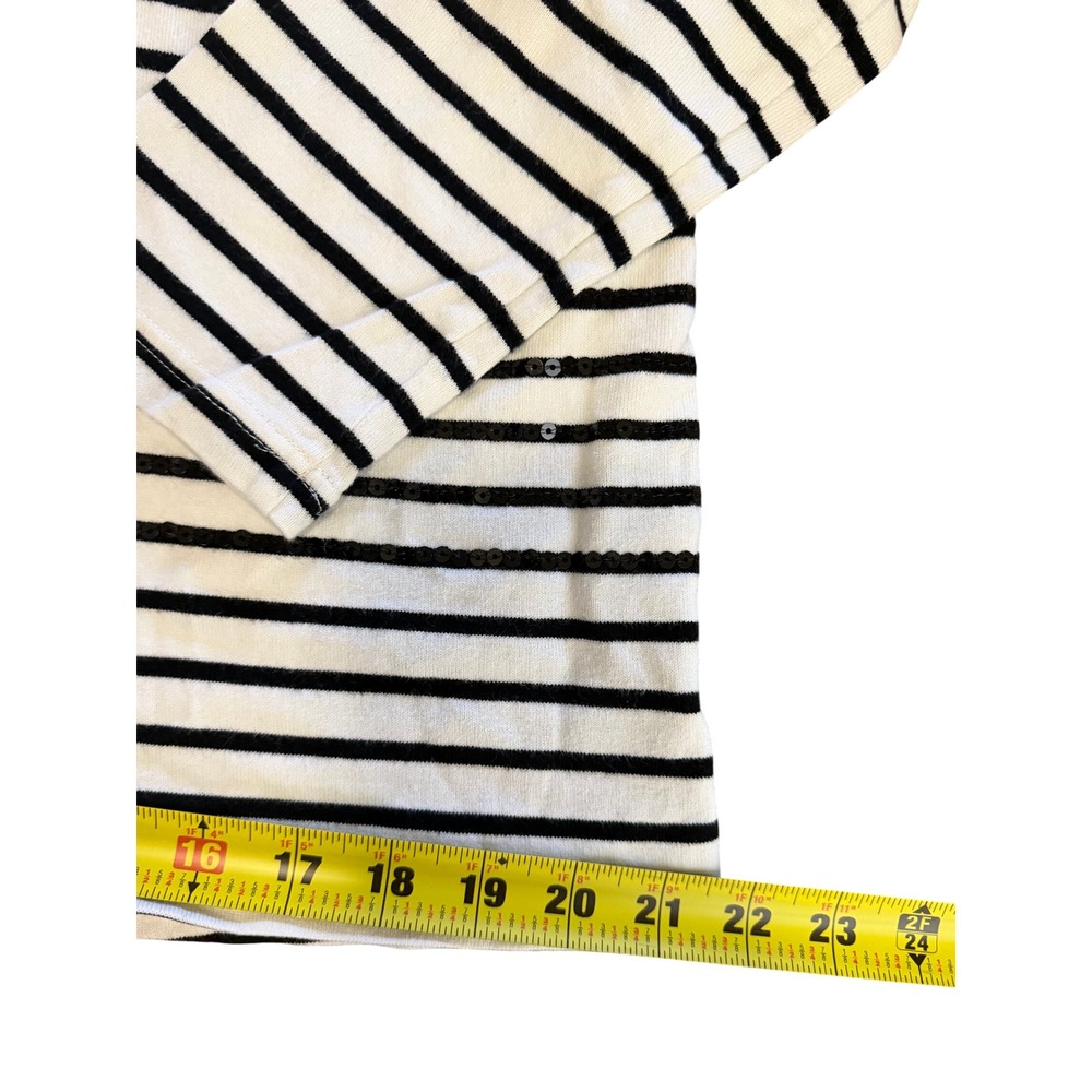 Joules Harbour Luxe Striped Sequin Top Breton Nautical Navy Cream US 12 UK 16 - Picture 4 of 8